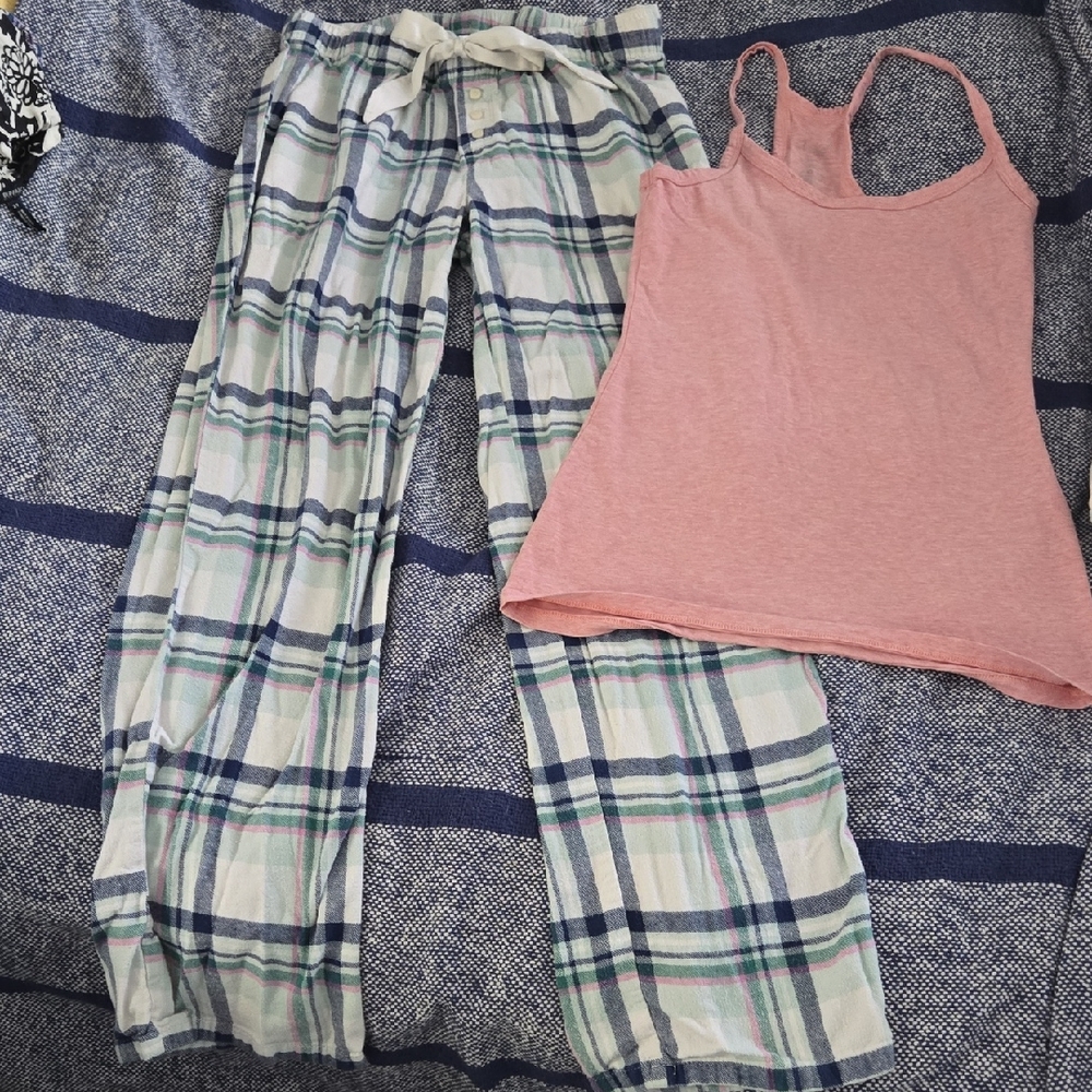 Kismet Pink Tank Top and Plaid Pajama Pants Set
